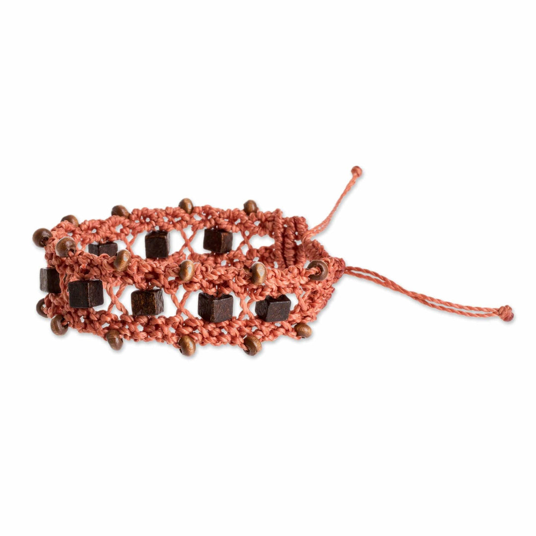 Handmade Peach Macrame Bracelet - Spirit Guide in Peach