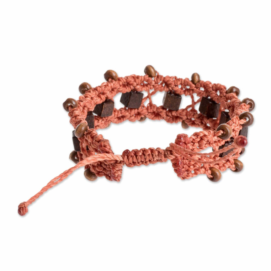 Handmade Peach Macrame Bracelet - Spirit Guide in Peach