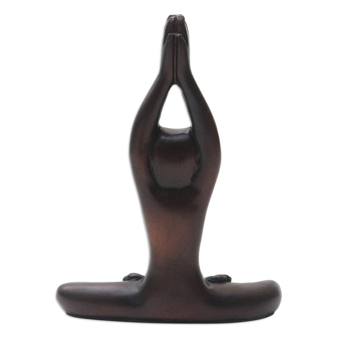 Cement Yoga-Themed Cat Statuette - Upward Salute