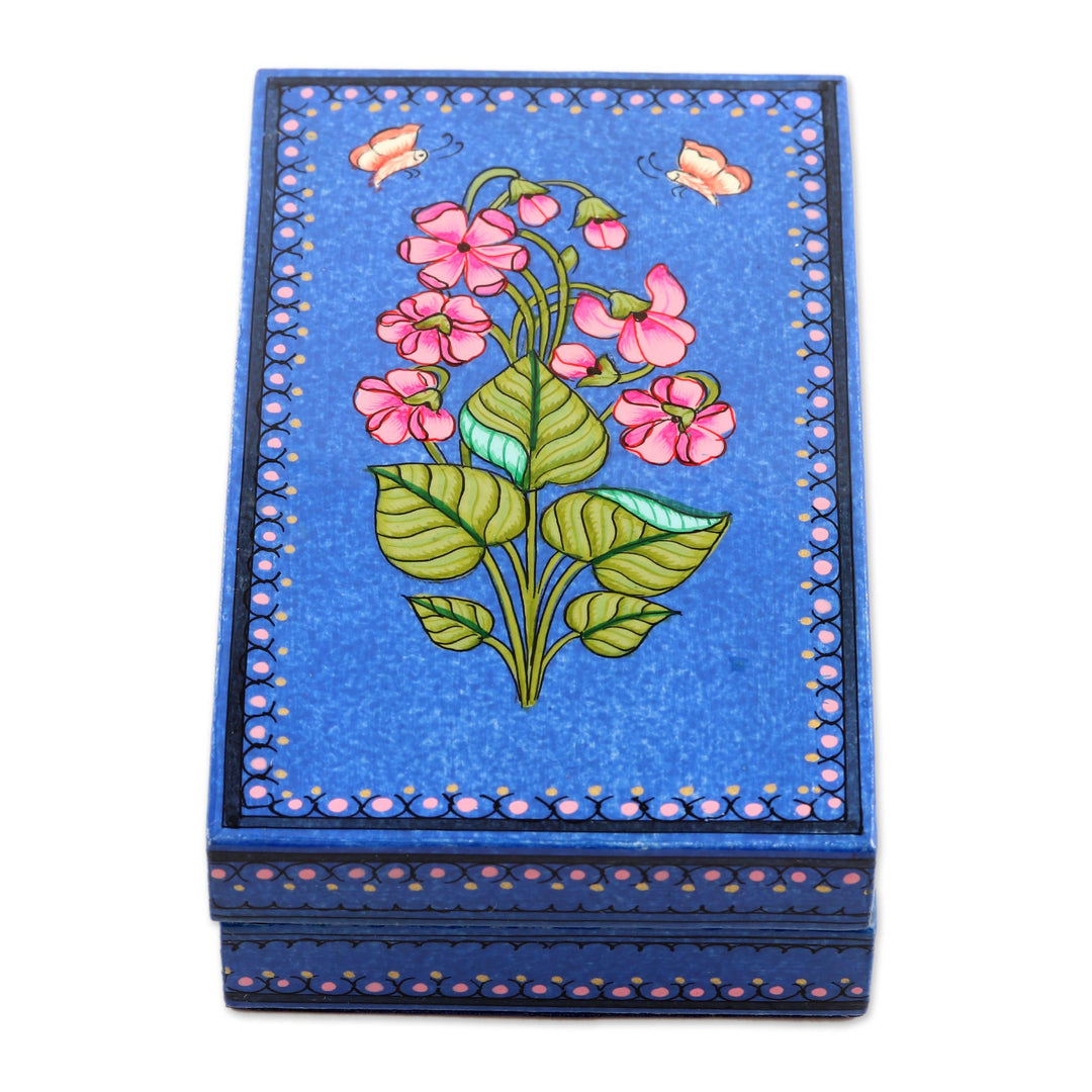 Hand-Painted Decorative Papier Mache Box from India - Dusky Garden