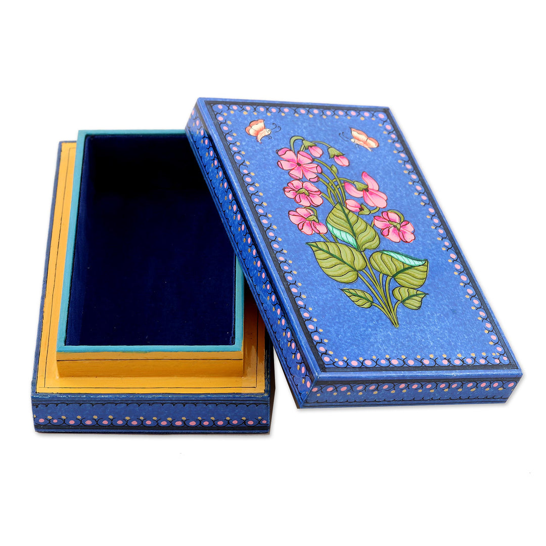 Hand-Painted Decorative Papier Mache Box from India - Dusky Garden