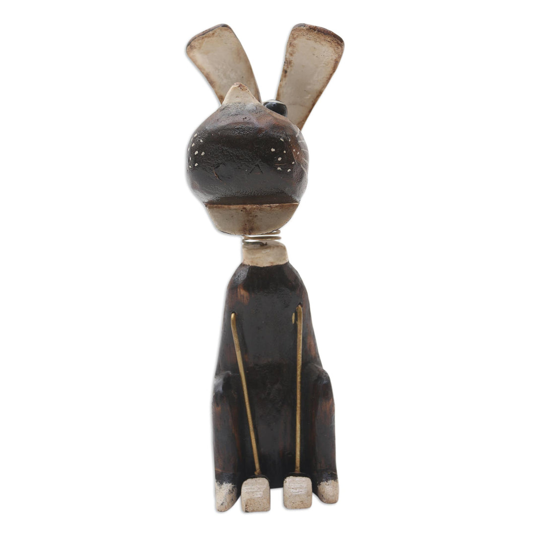 Handcrafted Albesia Wood Dog-Motif Statuette - Canine Wisdom