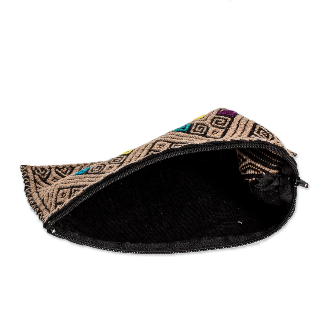 Hand Woven and Embroidered  Clutch With Diamond Pattern - Woven Diamonds