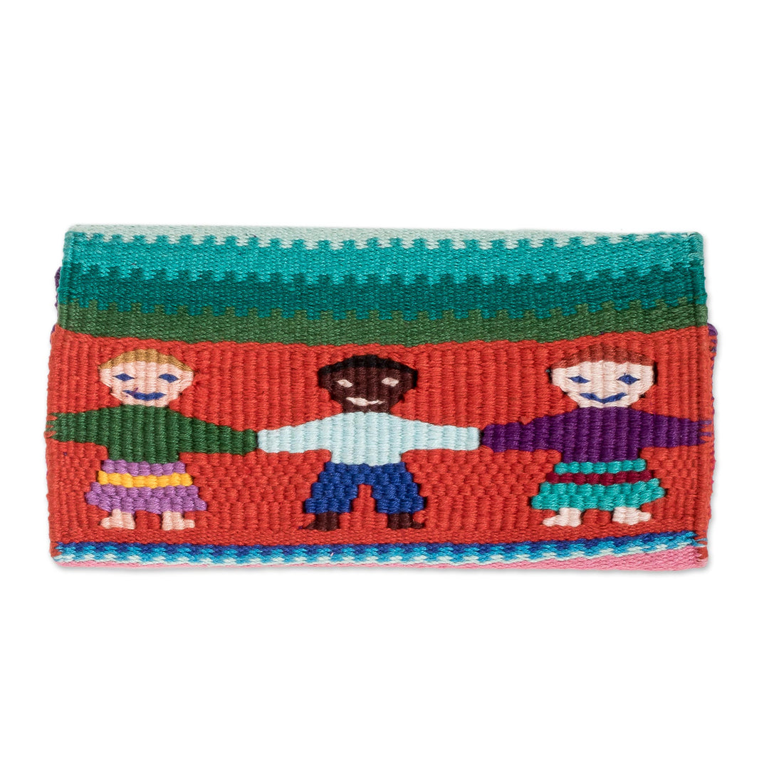Hand Woven Cotton Billfold Wallet With Images of Children - Childhood Memories