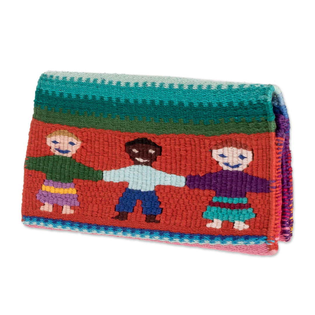 Hand Woven Cotton Billfold Wallet With Images of Children - Childhood Memories