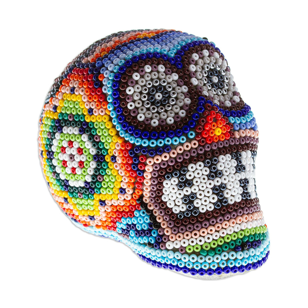 Handmade Beaded Skull Figurine - Huichol Grin