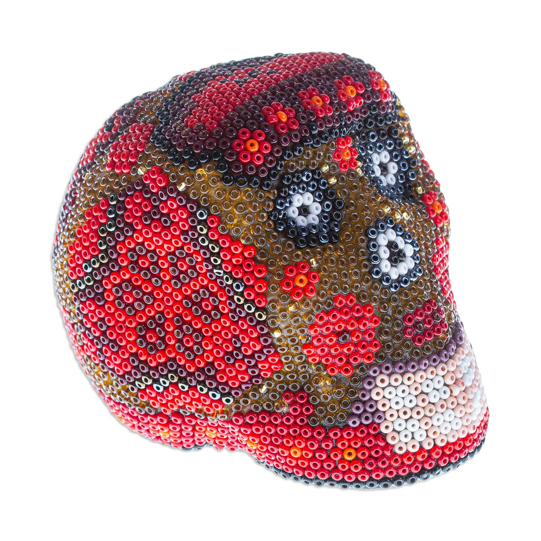 Small Red Huichol Skull - Red Scorpion