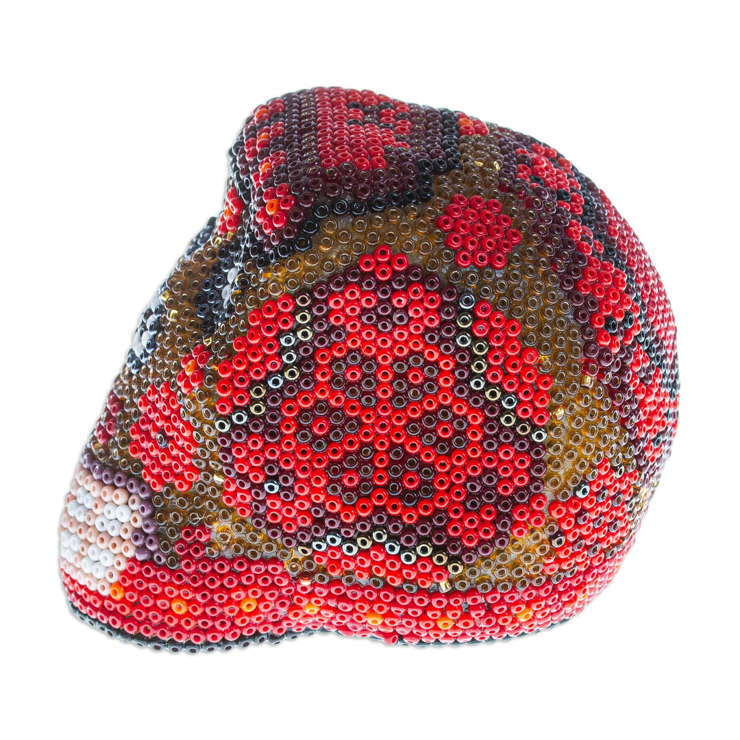 Small Red Huichol Skull - Red Scorpion