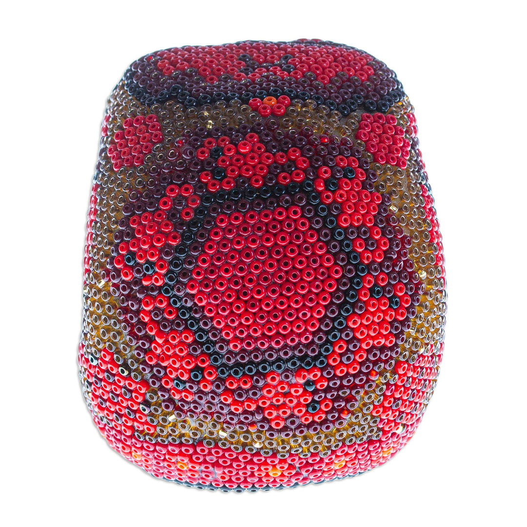 Small Red Huichol Skull - Red Scorpion