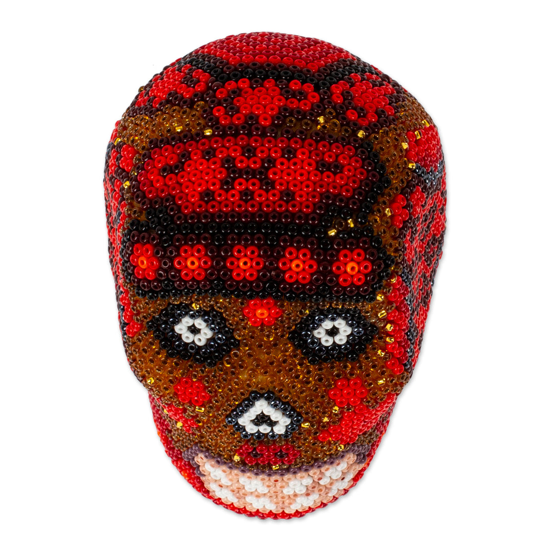 Small Red Huichol Skull - Red Scorpion