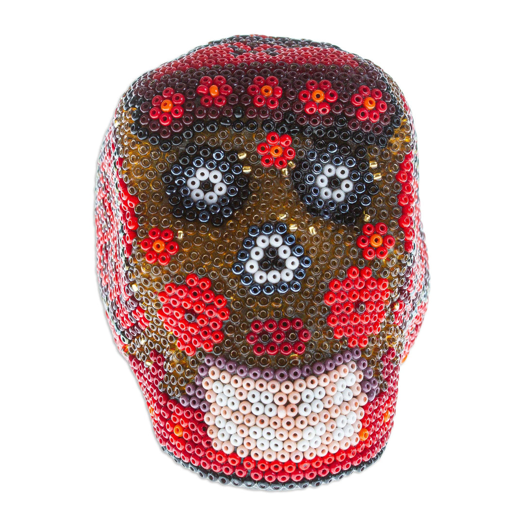 Small Red Huichol Skull - Red Scorpion