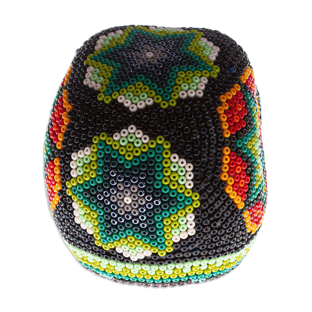 Artisan Crafted Huichol Skull Sculpture - Sierra Stars