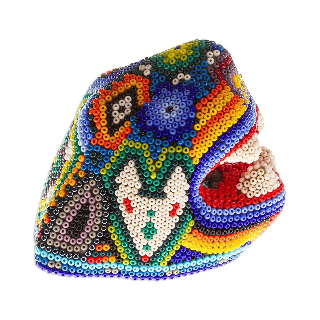 Beaded Wixárika or Huichol Jaguar Head from Jalisco Mexico - Jaguar Rising