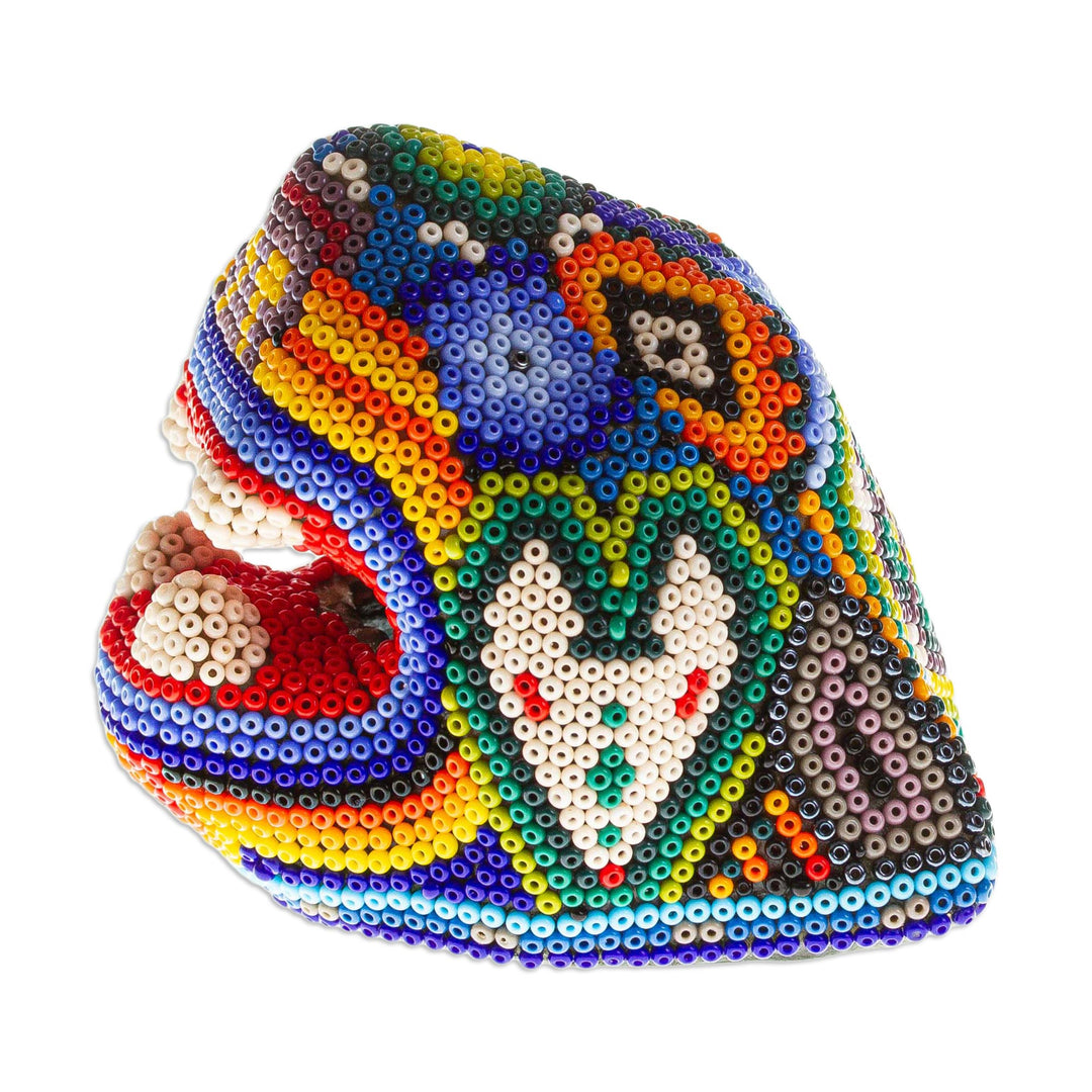 Beaded Wixárika or Huichol Jaguar Head from Jalisco Mexico - Jaguar Rising