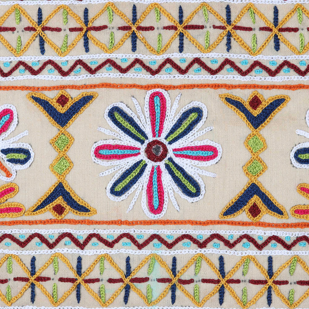 Embroidered Cotton Cushion Covers from India (Set of 2) - Merry Meeting