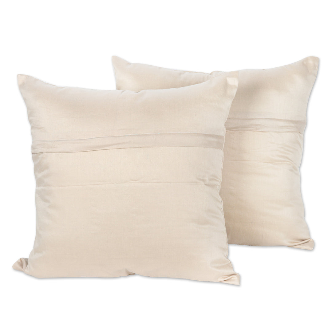 Embroidered Cotton Cushion Covers from India (Set of 2) - Merry Meeting