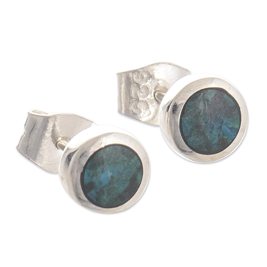Natural Chrysocolla Earrings in Sterling Silver - High Point
