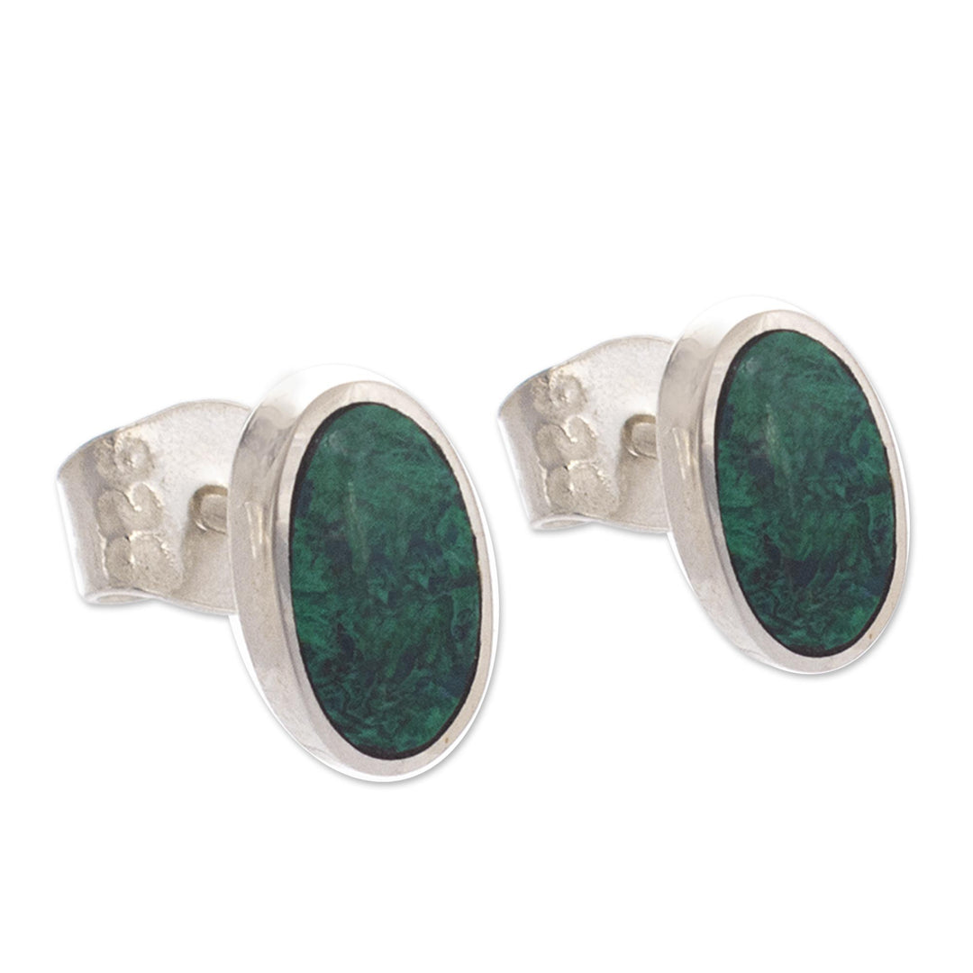 Artisan Crafted Oval Chrysocolla Earrings - Long Run
