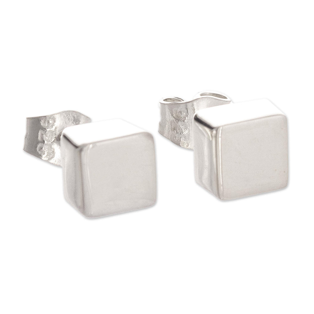 Handcrafted Sterling Cube Earrings - Energy Cube