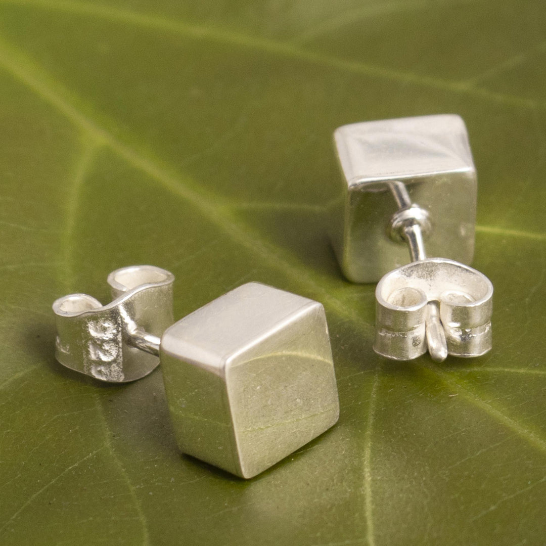 Handcrafted Sterling Cube Earrings - Energy Cube