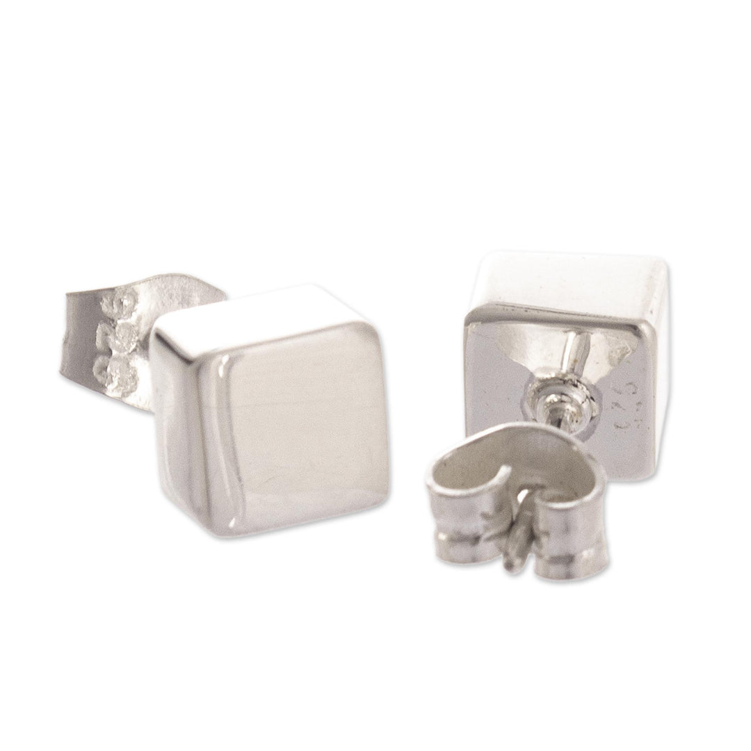 Handcrafted Sterling Cube Earrings - Energy Cube