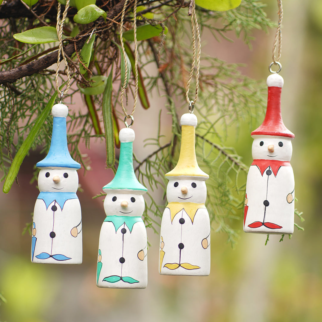 Handcrafted Snowman Ornaments (Set of 4) - Snowman Parade