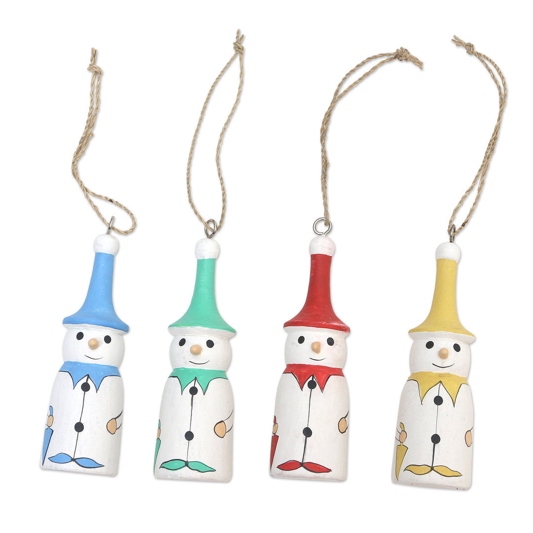 Handcrafted Snowman Ornaments (Set of 4) - Snowman Parade