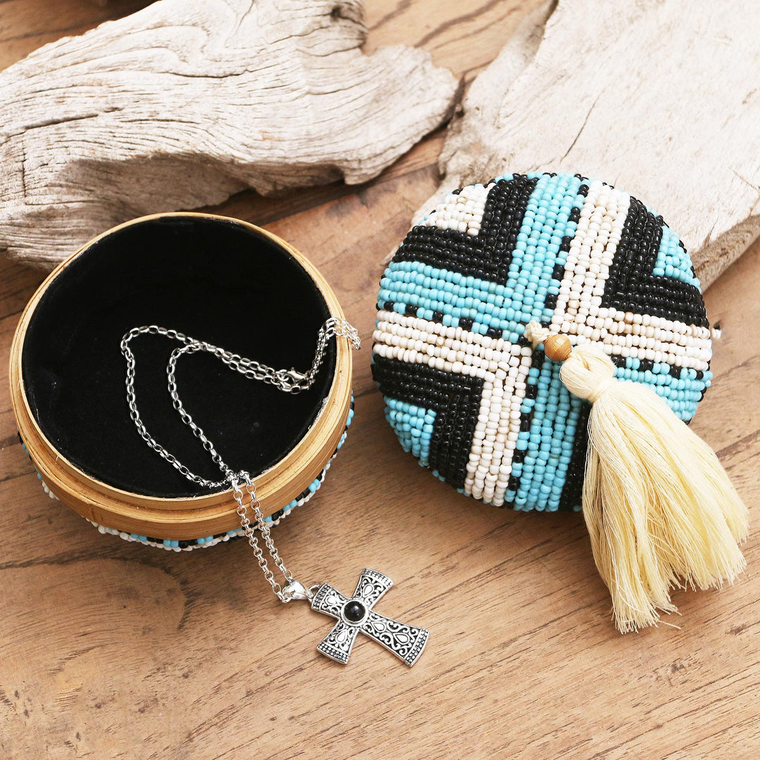 Hand Beaded Decorative Bamboo Box - Hold the Line