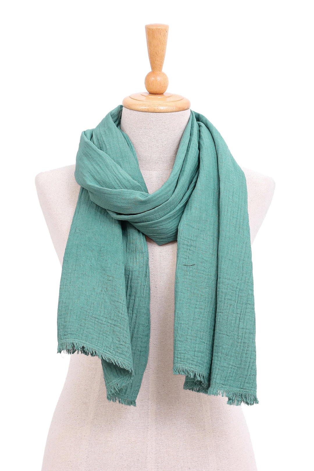 Hand-Dyed Cotton Scarf from Thailand - Tender Feeling in Green