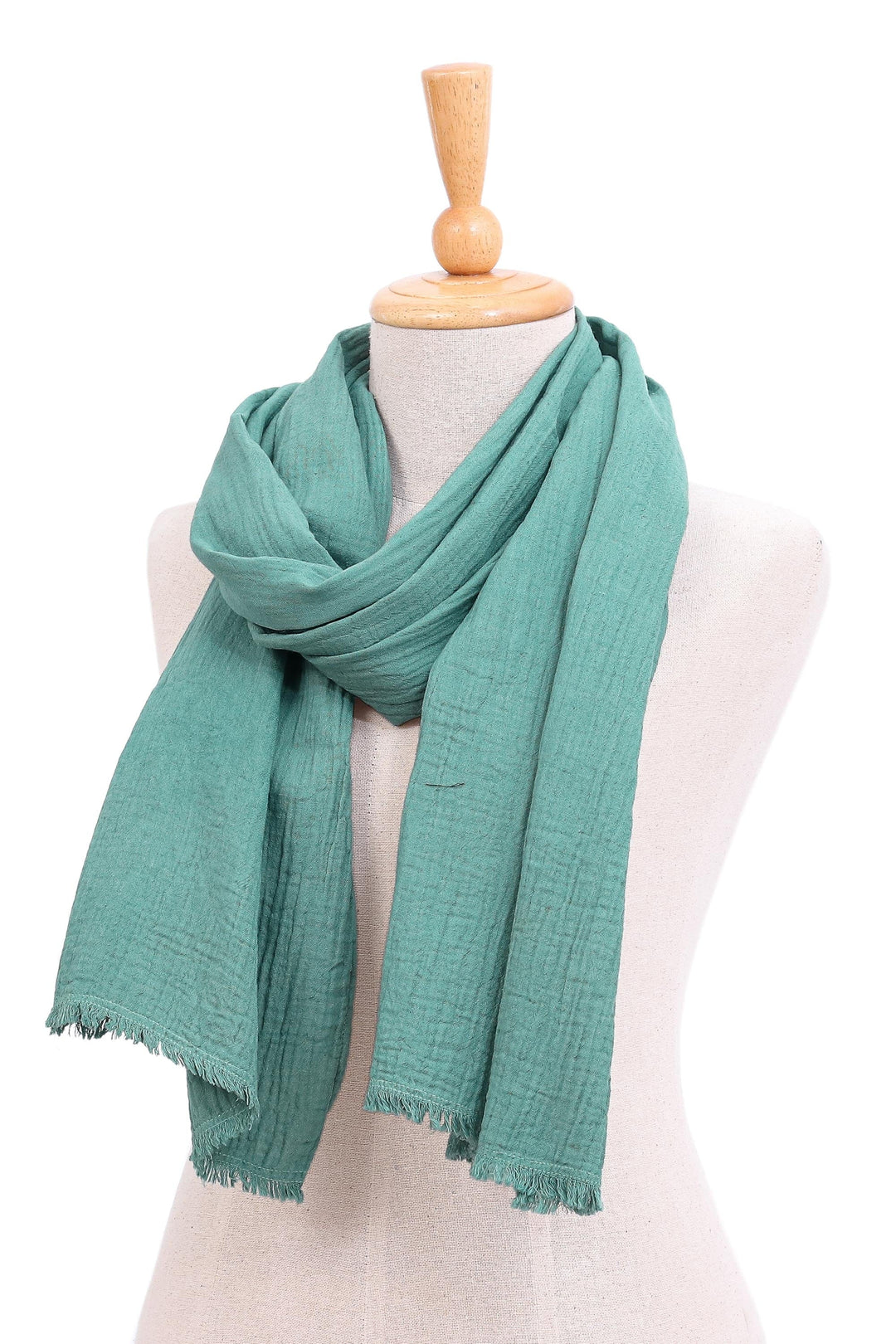 Hand-Dyed Cotton Scarf from Thailand - Tender Feeling in Green