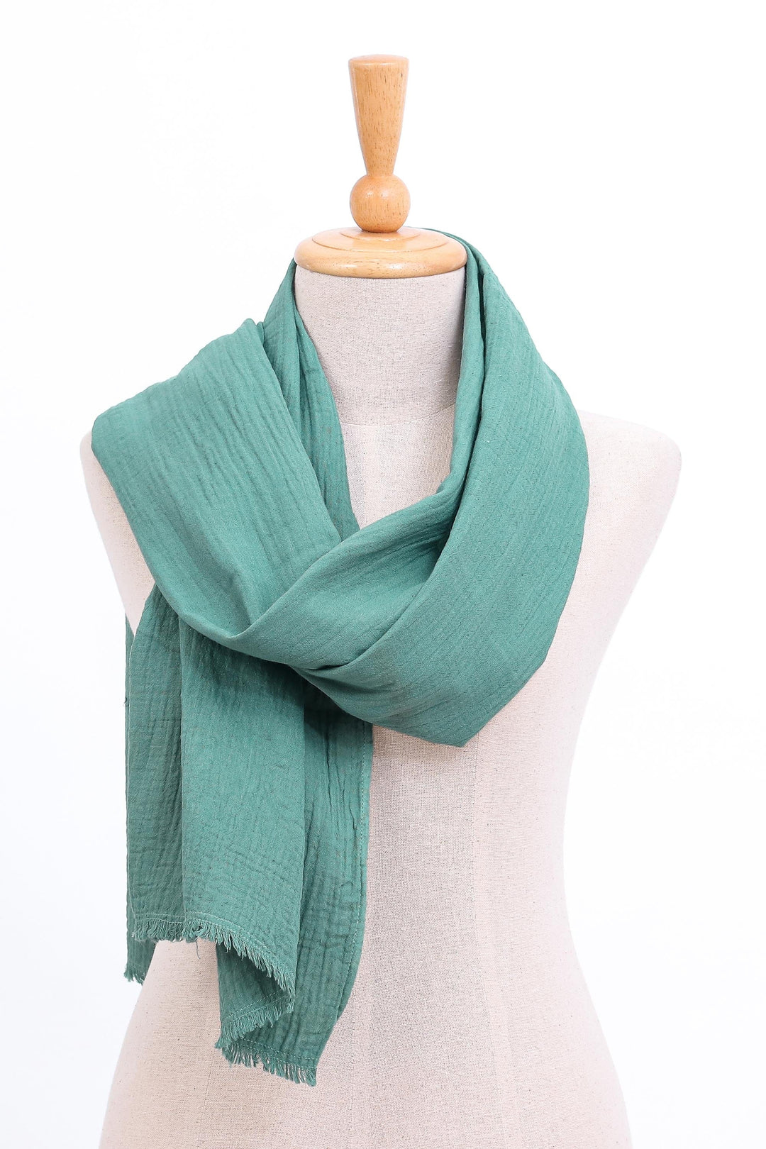Hand-Dyed Cotton Scarf from Thailand - Tender Feeling in Green