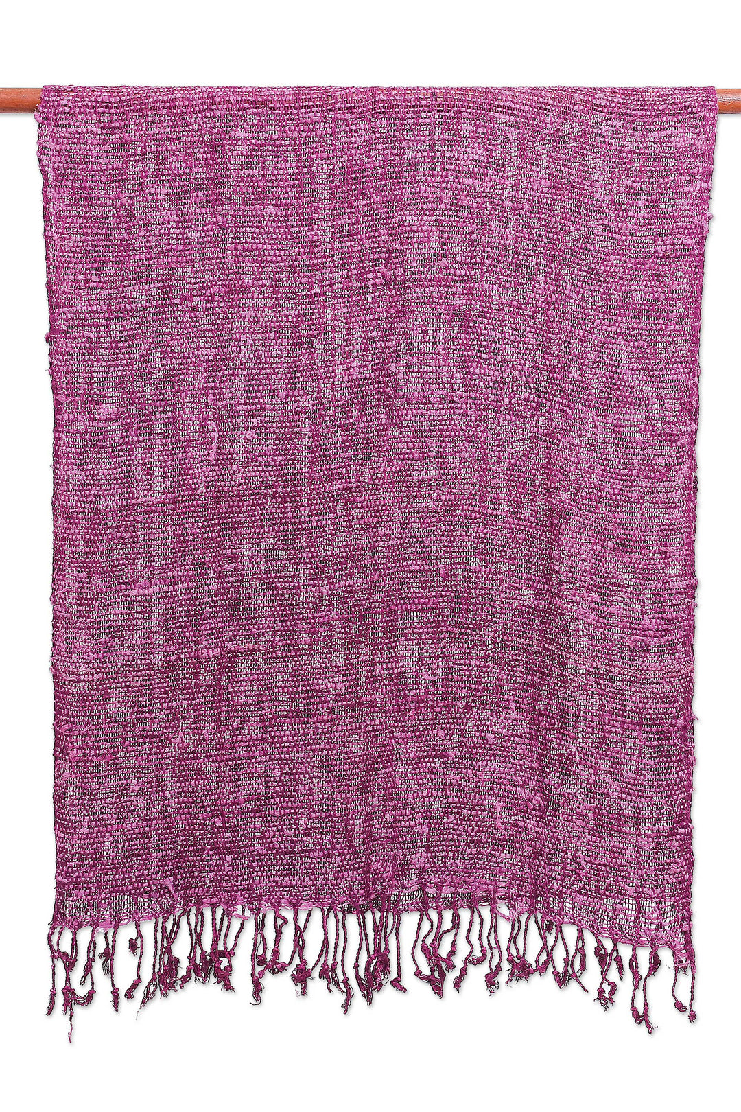 Purple Thai Silk Scarf with Fringe - Aubergine Autumn