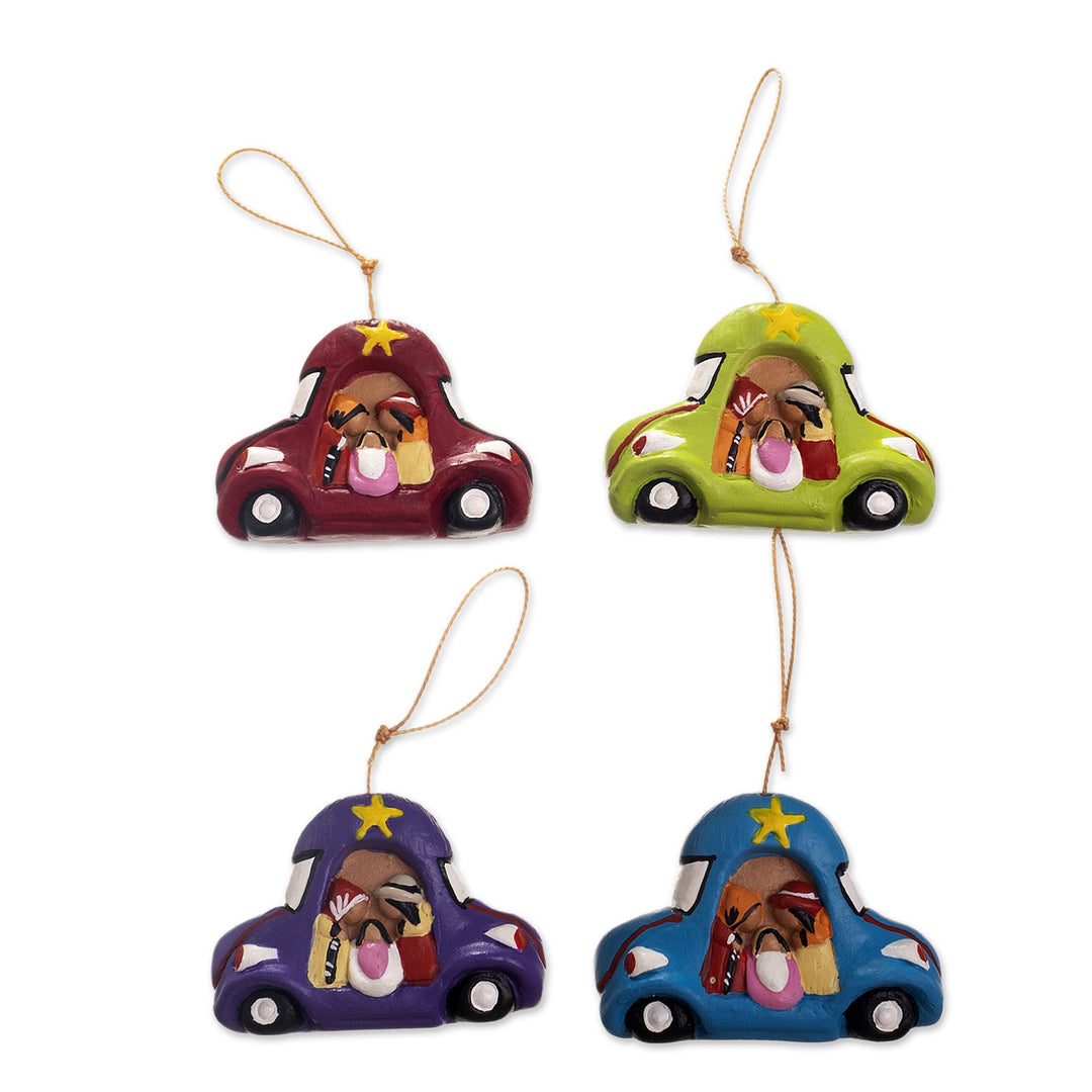 Car Theme Nativity Ornaments (Set of 4) - Traveling Nativity