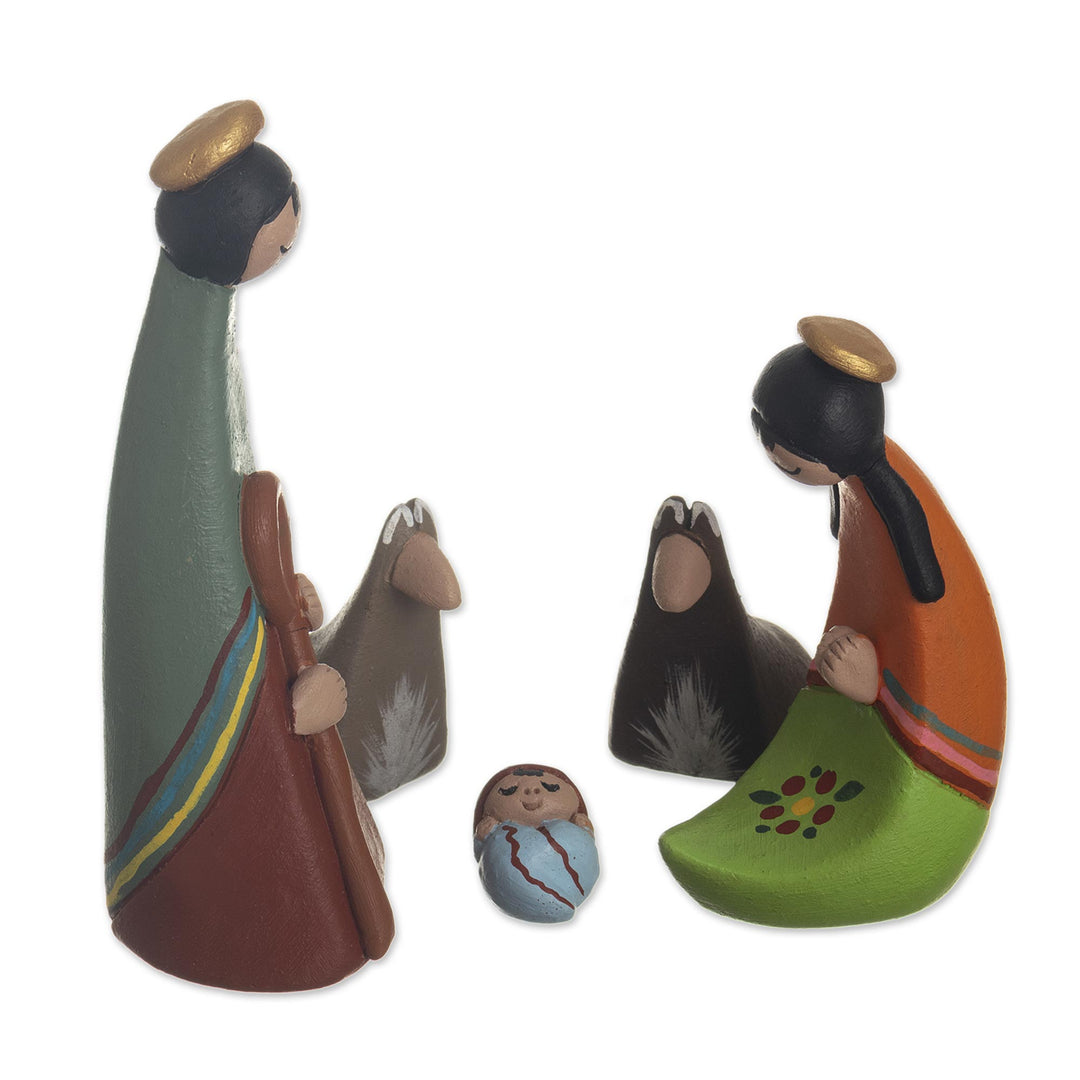 Artisan Crafted Ceramic Nativity Scene (5 Pieces) - Born in the Andes