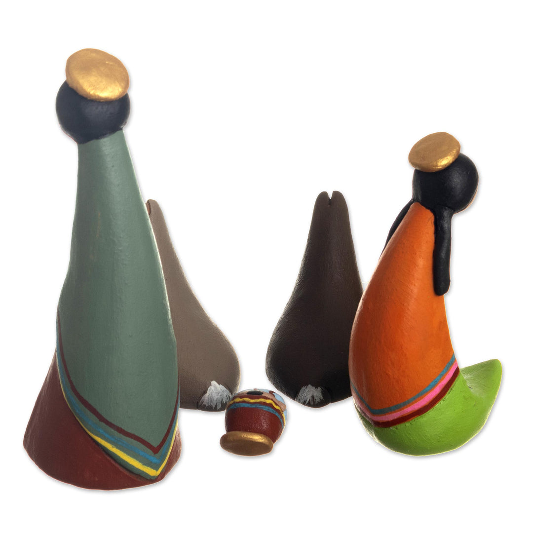 Artisan Crafted Ceramic Nativity Scene (5 Pieces) - Born in the Andes