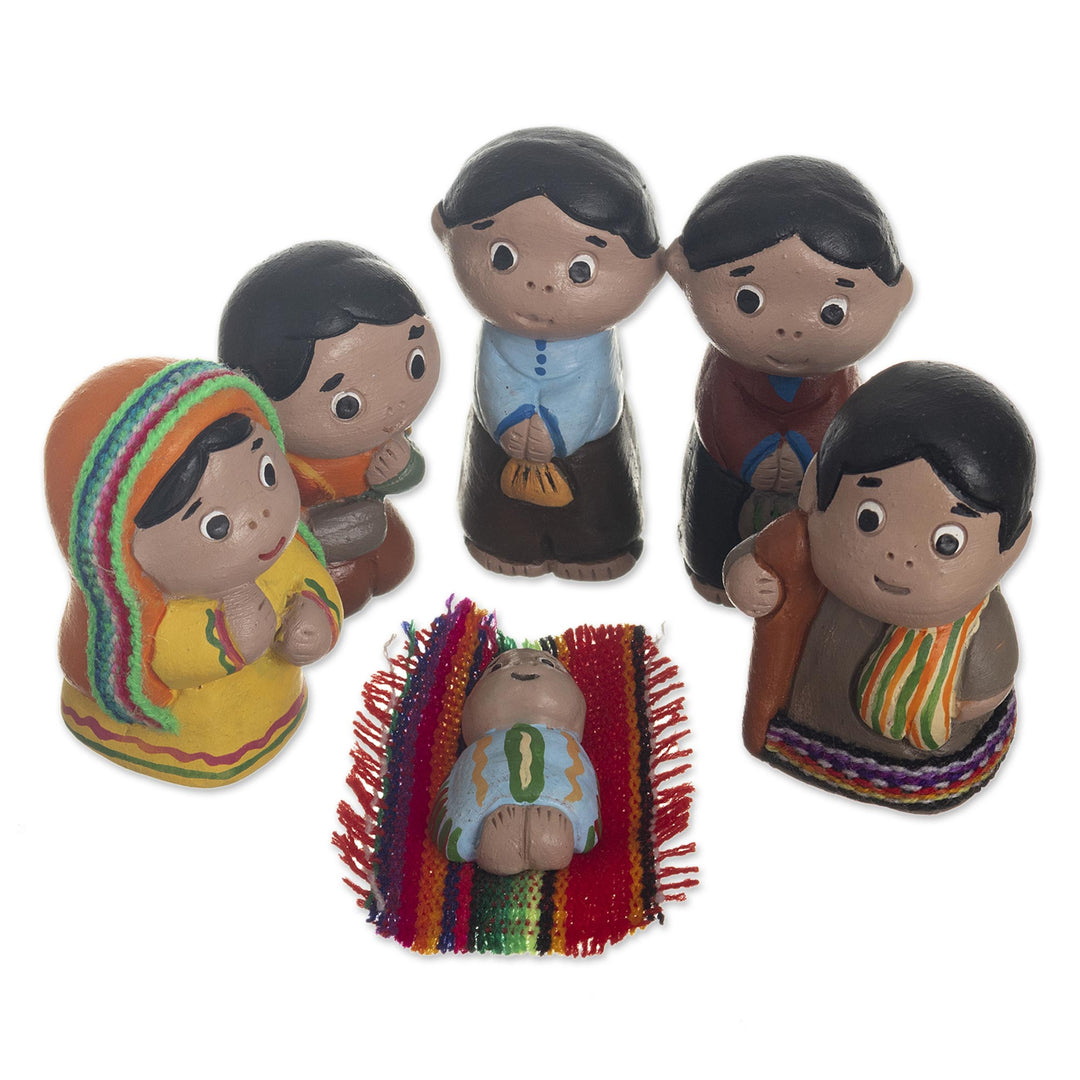 Hand Painted Ceramic Nativity Scene (6 Pieces) - Andes Nativity