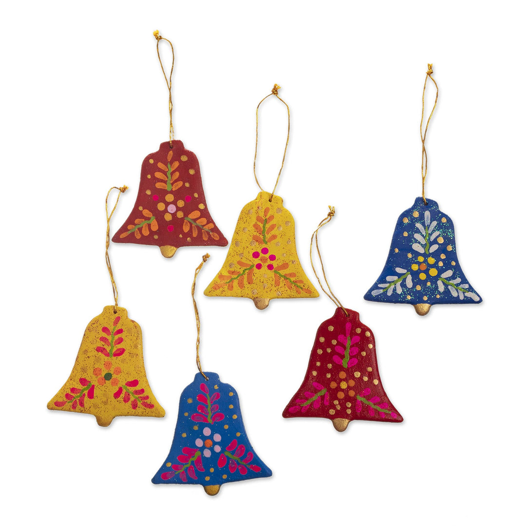 Artisan Hand Painted Ornaments (Set of 6) - Cheerful Bells