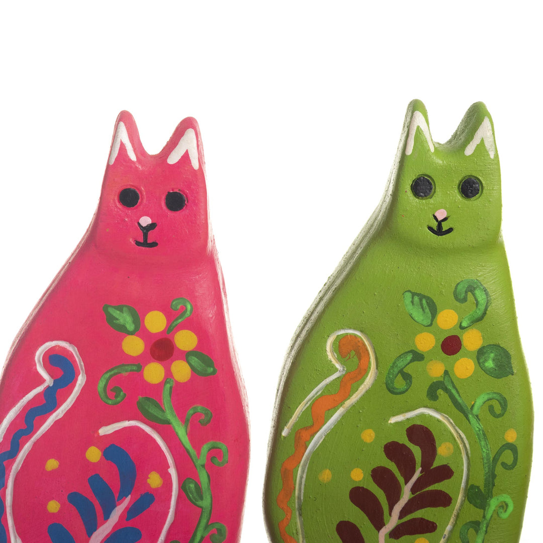 Hand Painted Ceramic Cat Figurines (Set of 3) - Colorful Cats