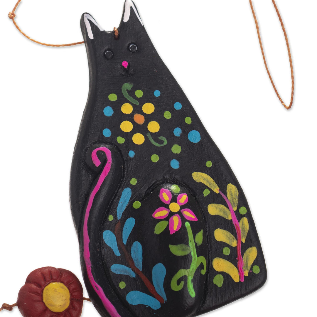 Hand-Painted Cat-Themed Wall Accent from Peru - Cat Parade