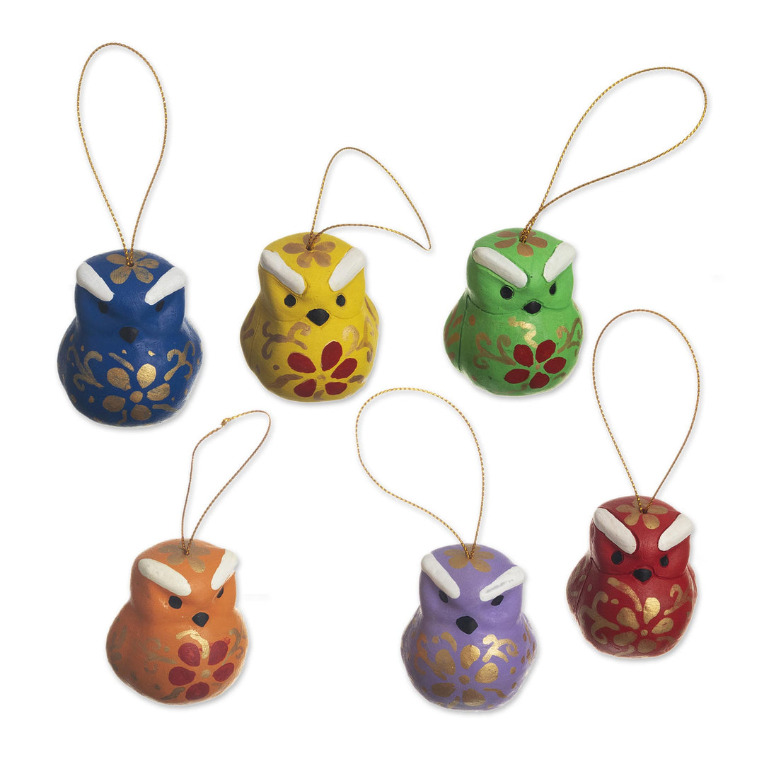 Artisan Crafted Ceramic Ornaments (Set of 6) - Ayacucho Owls