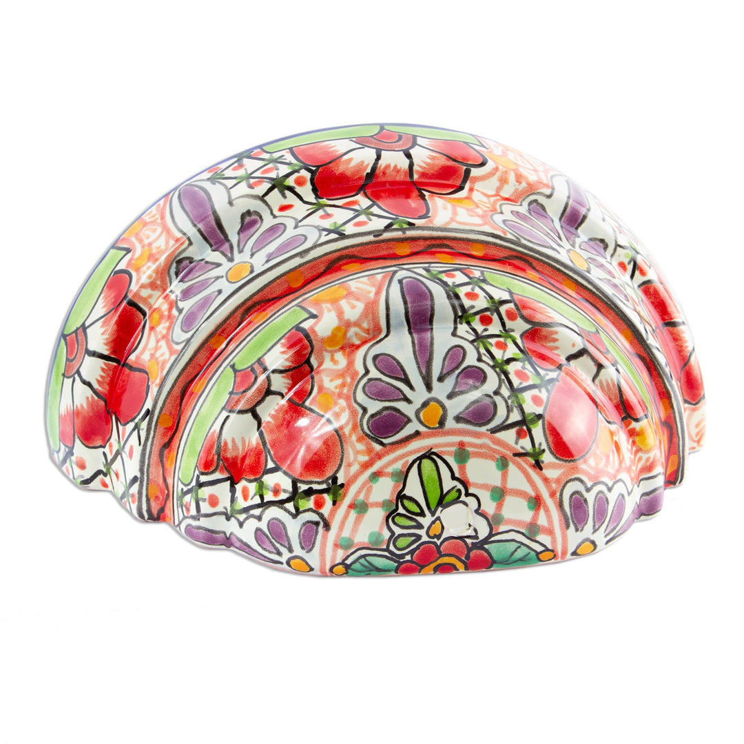 Half Round Talavera Style Ceramic Wall Planter - Colorful Garden