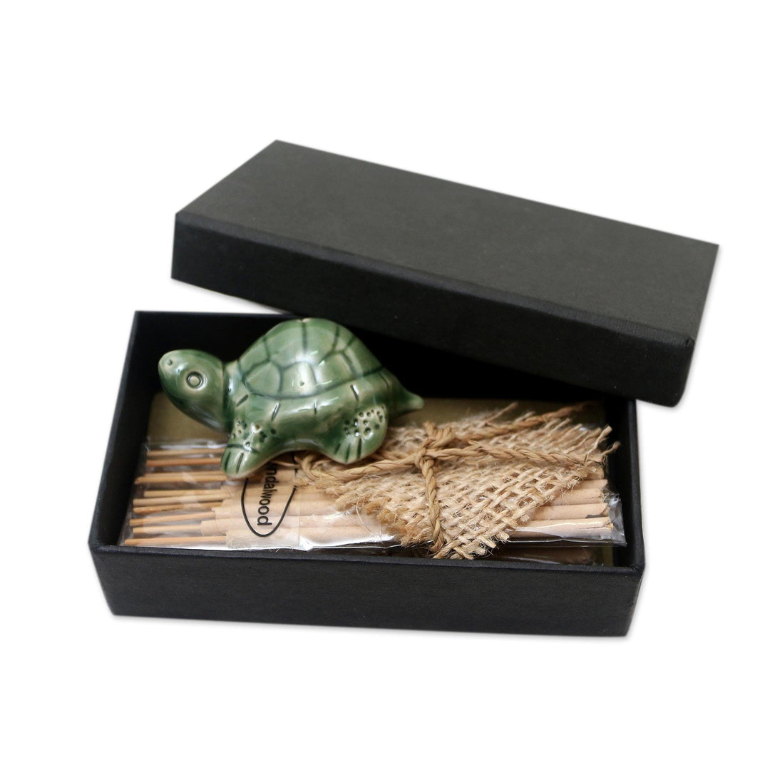 Ceramic Incense Set with Turtle Motif - Balinese Turtle