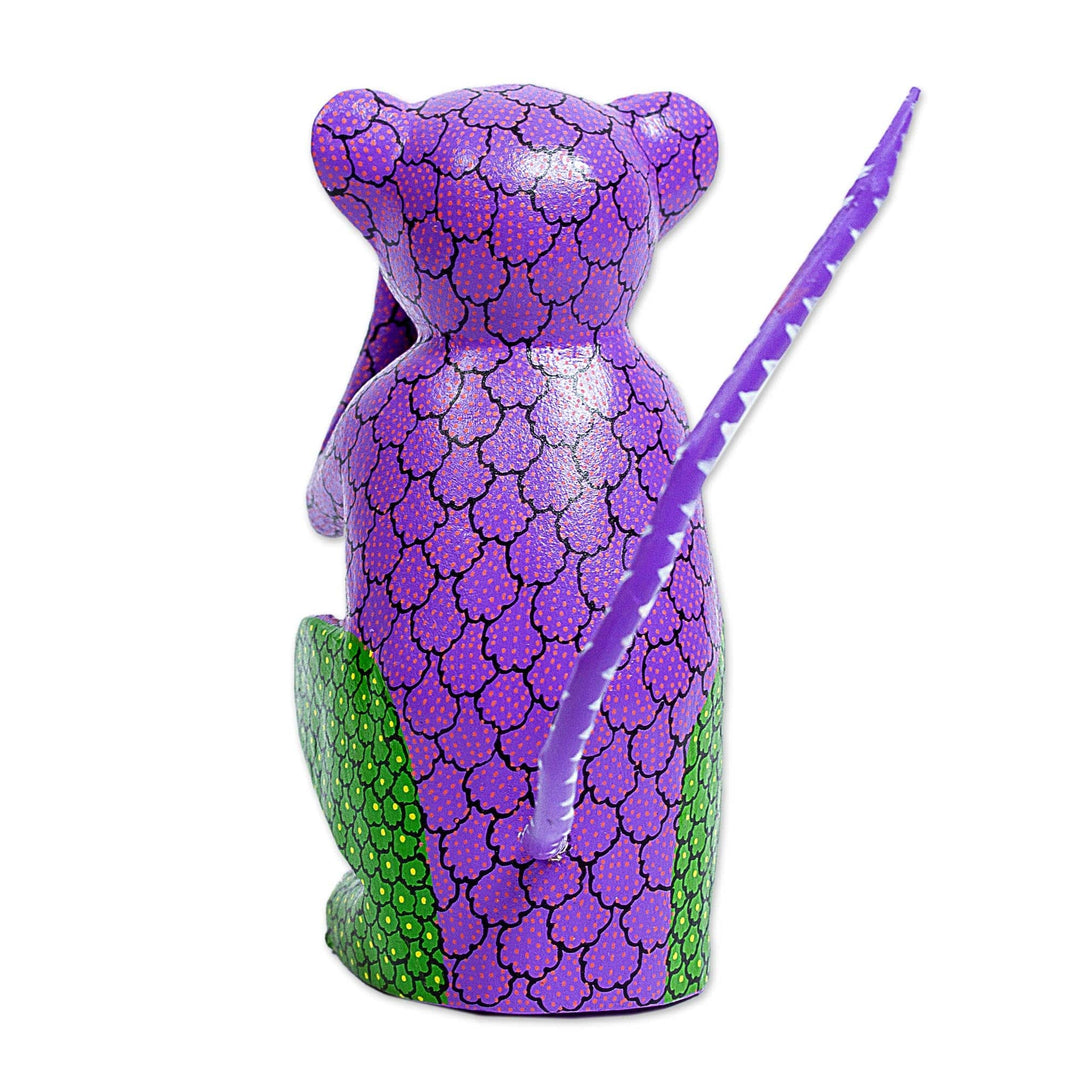 Wood Alebrije Carving of Multicolored Monkey from Oaxaca - Speak No Evil