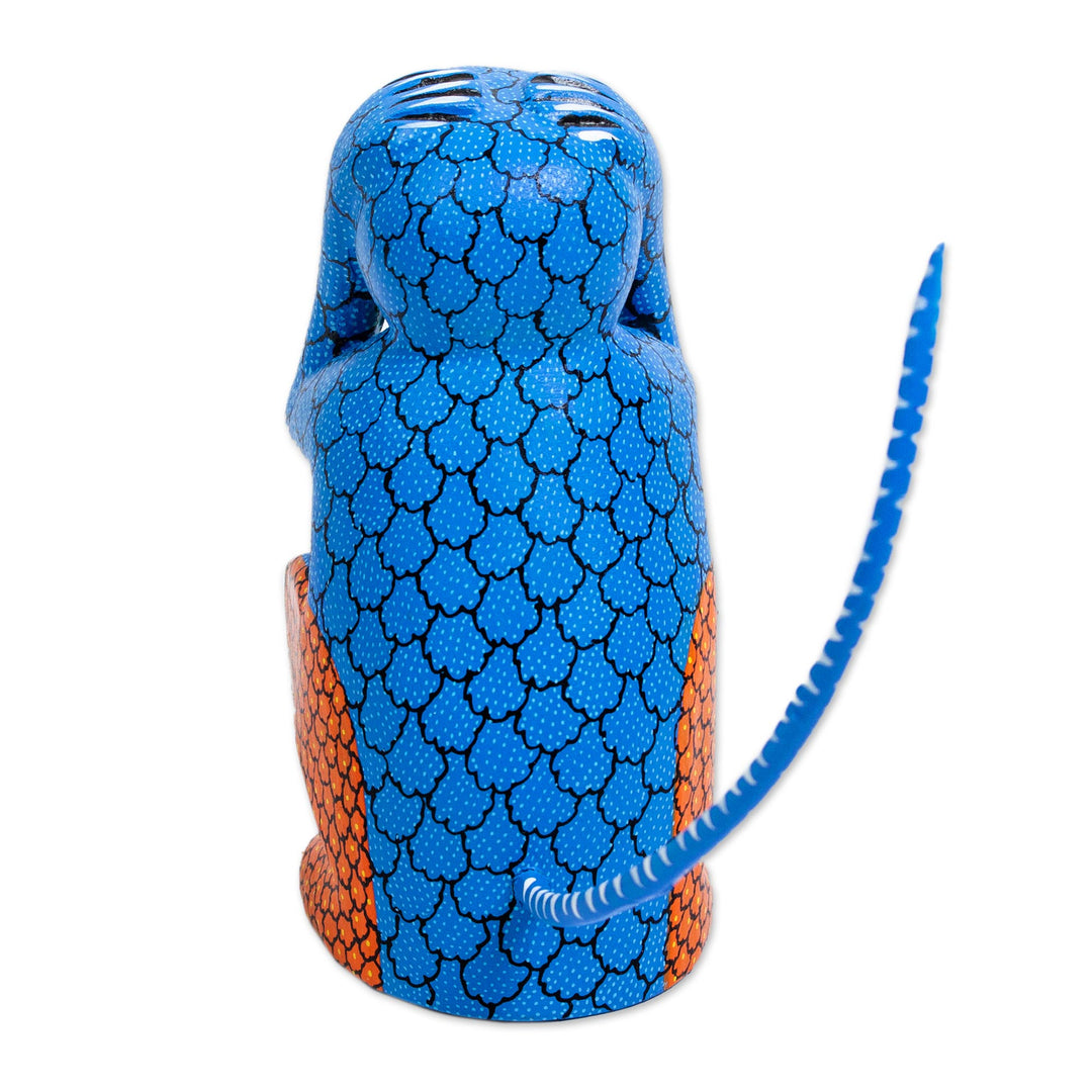 Copal Wood Alebrije Carving of Multicolored Monkey - Surprised Monkey