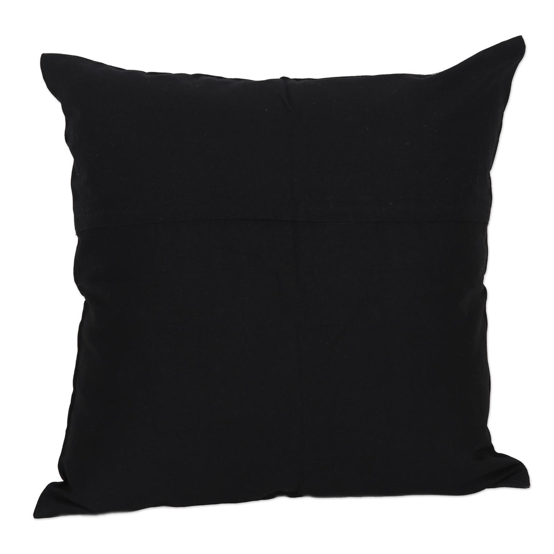 Embroidered Cotton Cushion Cover with Floral Motif - Palace Maze