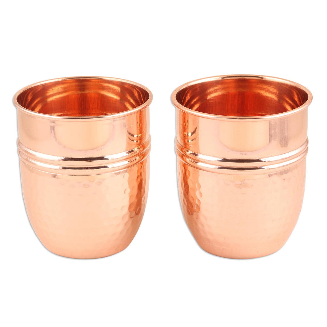 100% Hand Hammered Copper Drinking Glasses from India (Pair) - Subtle Appeal
