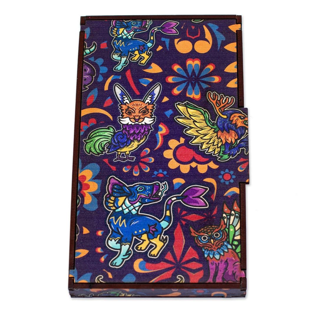 Recycled Paper Colored Pencil Set in Wood Box from Mexico - Magical Alebrijes