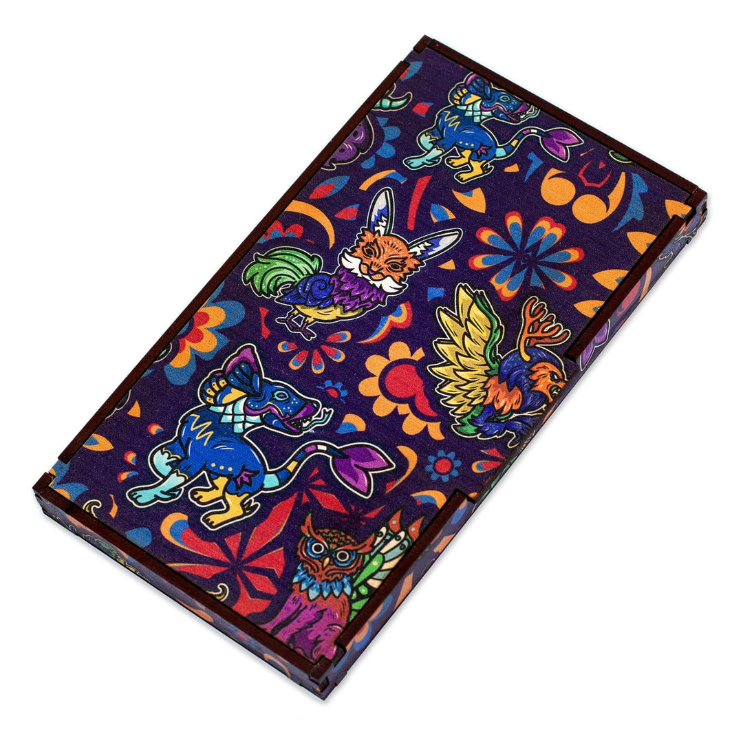 Recycled Paper Colored Pencil Set in Wood Box from Mexico - Magical Alebrijes