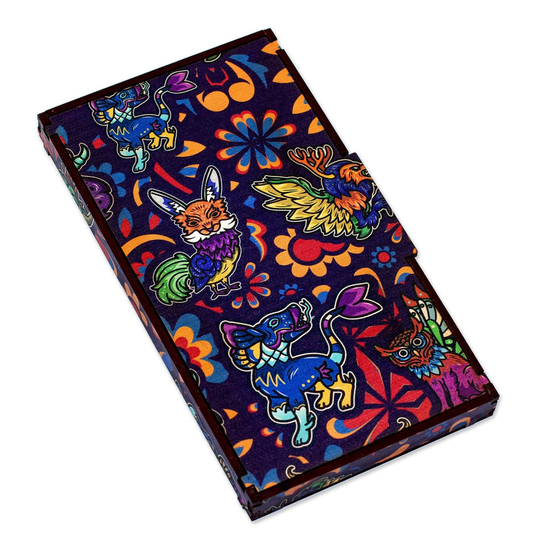 Recycled Paper Colored Pencil Set in Wood Box from Mexico - Magical Alebrijes