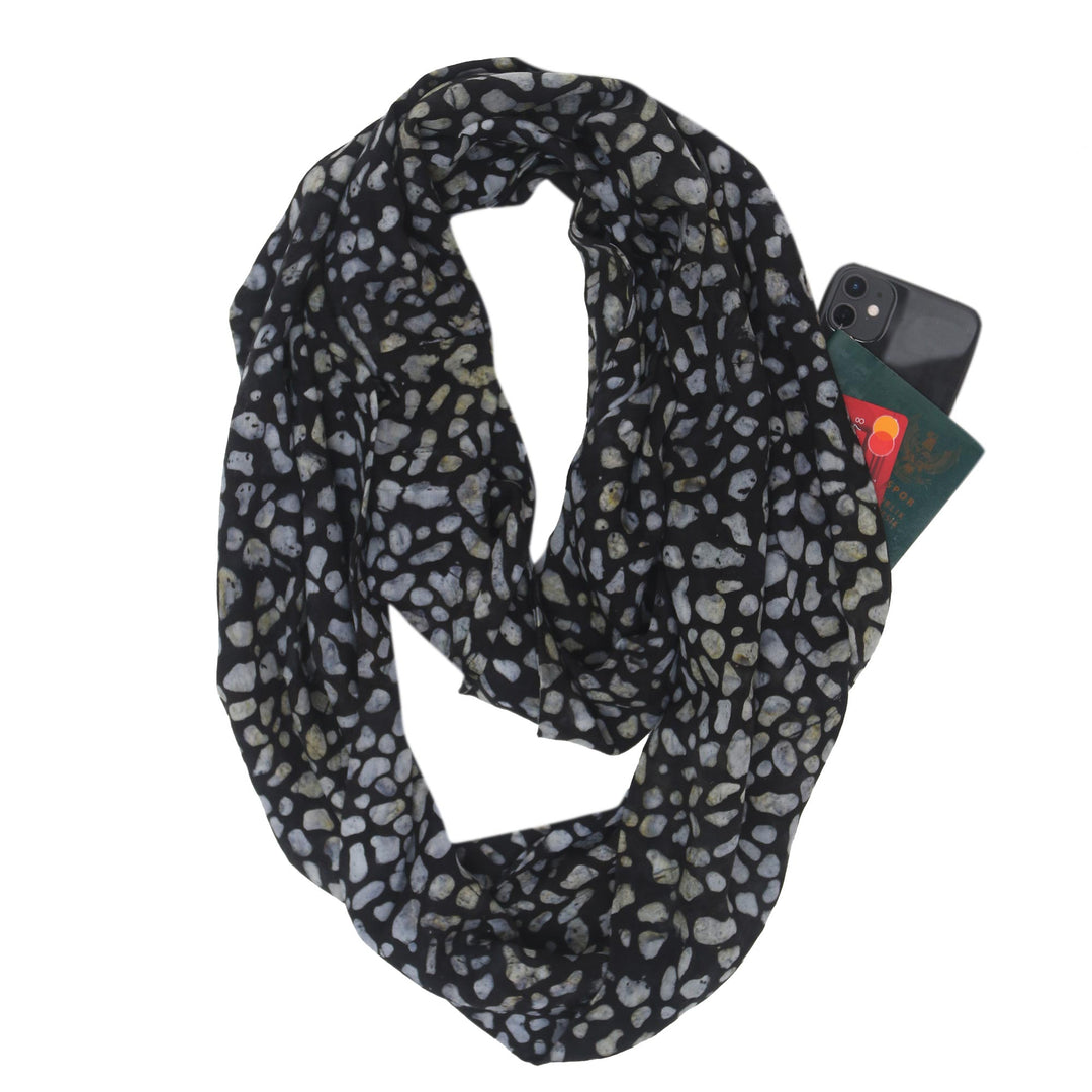 Hand-Stamped Rayon Infinity Scarf - Pebbled Beach
